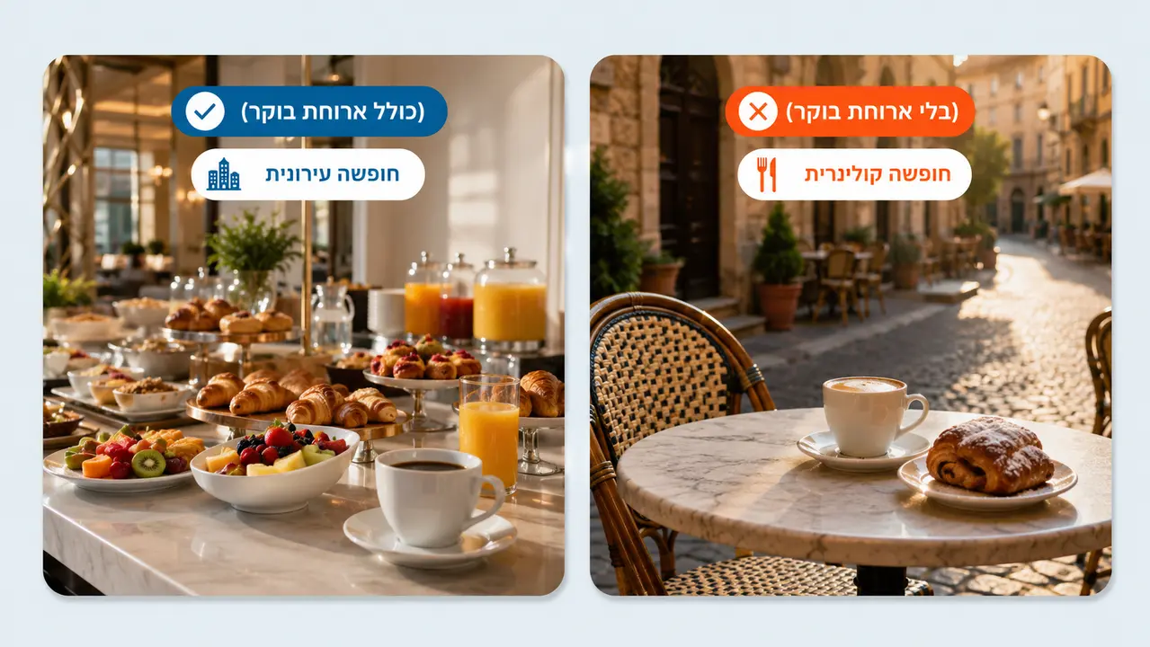 מלון עם ארוחת בוקר או בלי, איך מחליטים